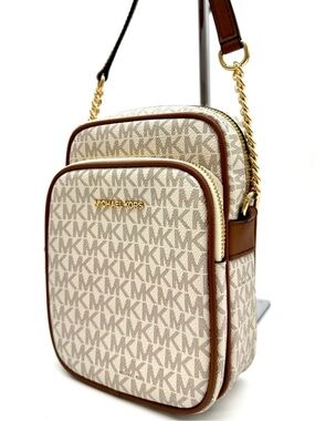 Michael Kors Medium NS Chain Xbody Bag Vanilla/Brown